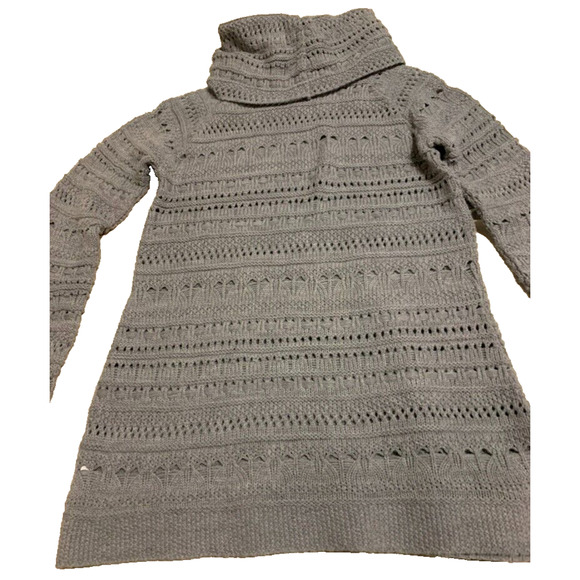 Nordstroms Cotton Emporium Sweater Womens Size Small Grey Knit Tunic Turtleneck - Picture 6 of 10